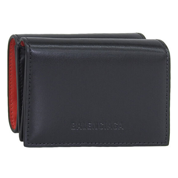Balenciaga Handbags - Balenciaga Tri fold Wallet Black Red ESSENTIAL